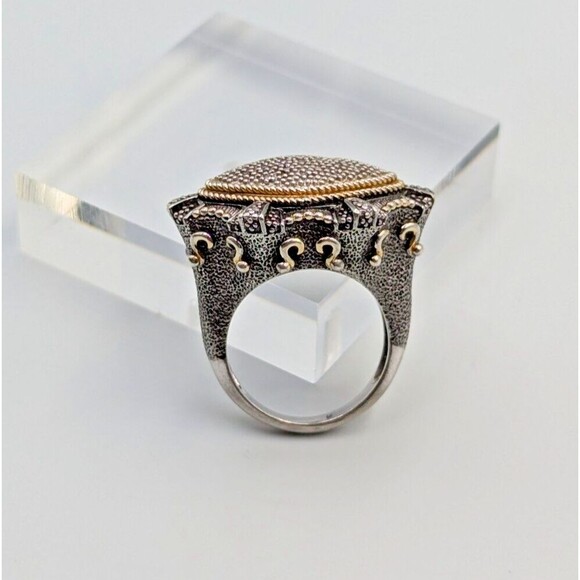 Elizabeth Adams Collection Sterling Silver 925 Pave Diamonds Statement Ring Sz 6 - Picture 6 of 16